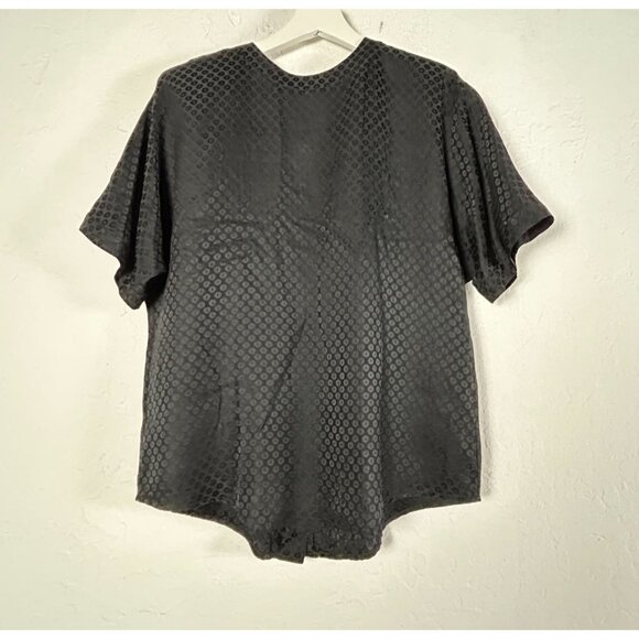 Doncaster Tops - Doncaster Silks Womens Short Sleeve Button-Back Blouse Top Small Black Polk Dot
